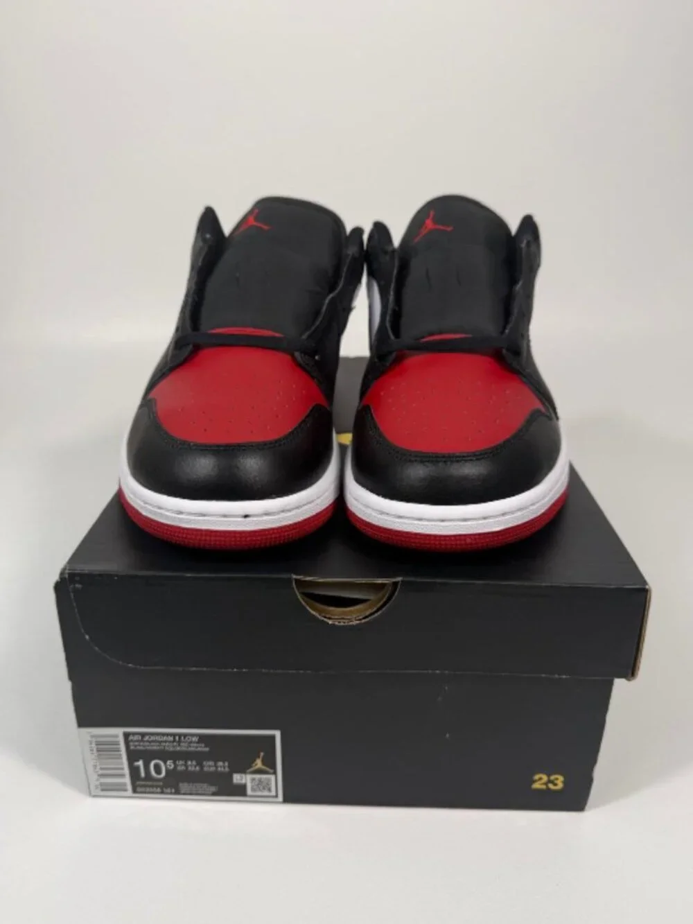 Men Air Jordan 1 Low Sneakers 10.5 White/Black-Varsity Red-White